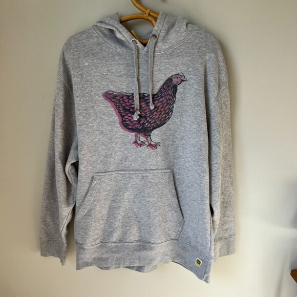 John Deere Watercolor Chicken Gray Sweatshirt Women's Large - Picture 2 of 8